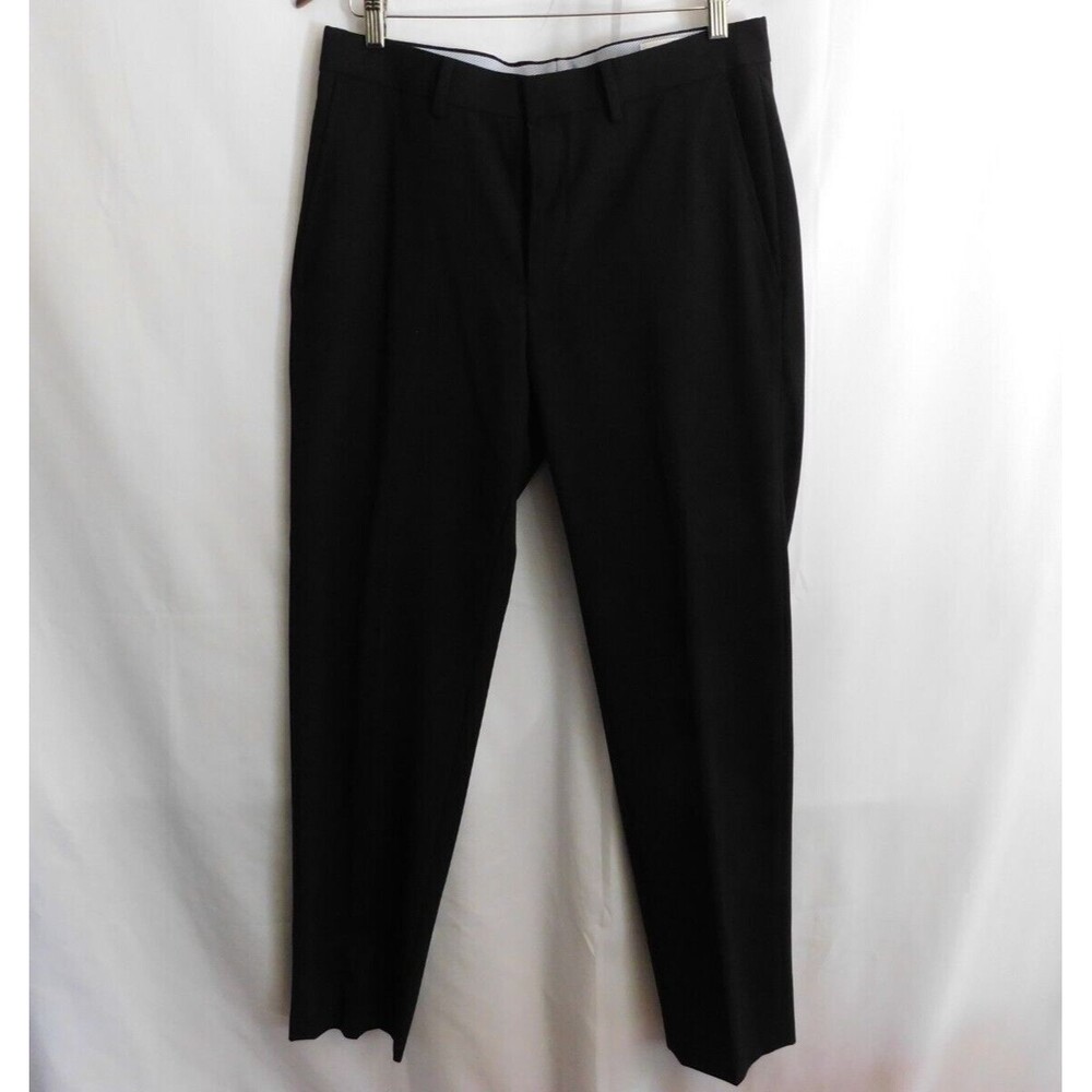 J.M. HAGGAR Men's Flat Front Slim Fit Dress Pant Black Size 32 x 32